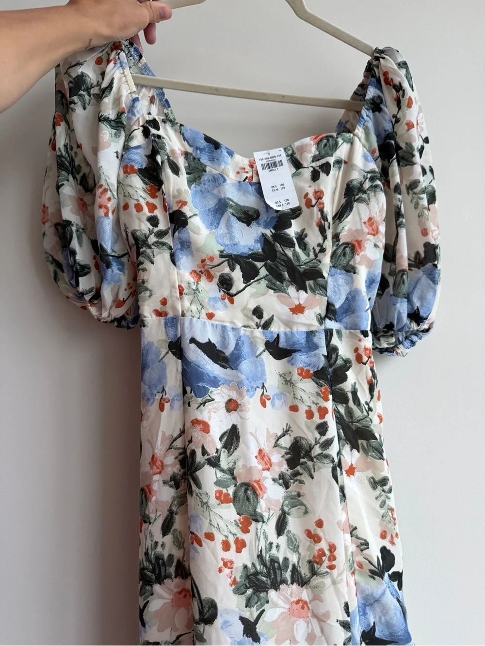 Abercrombie & Fitch Floral Puff Sleeve Maxi Dress - Blue, White, Green, Coral